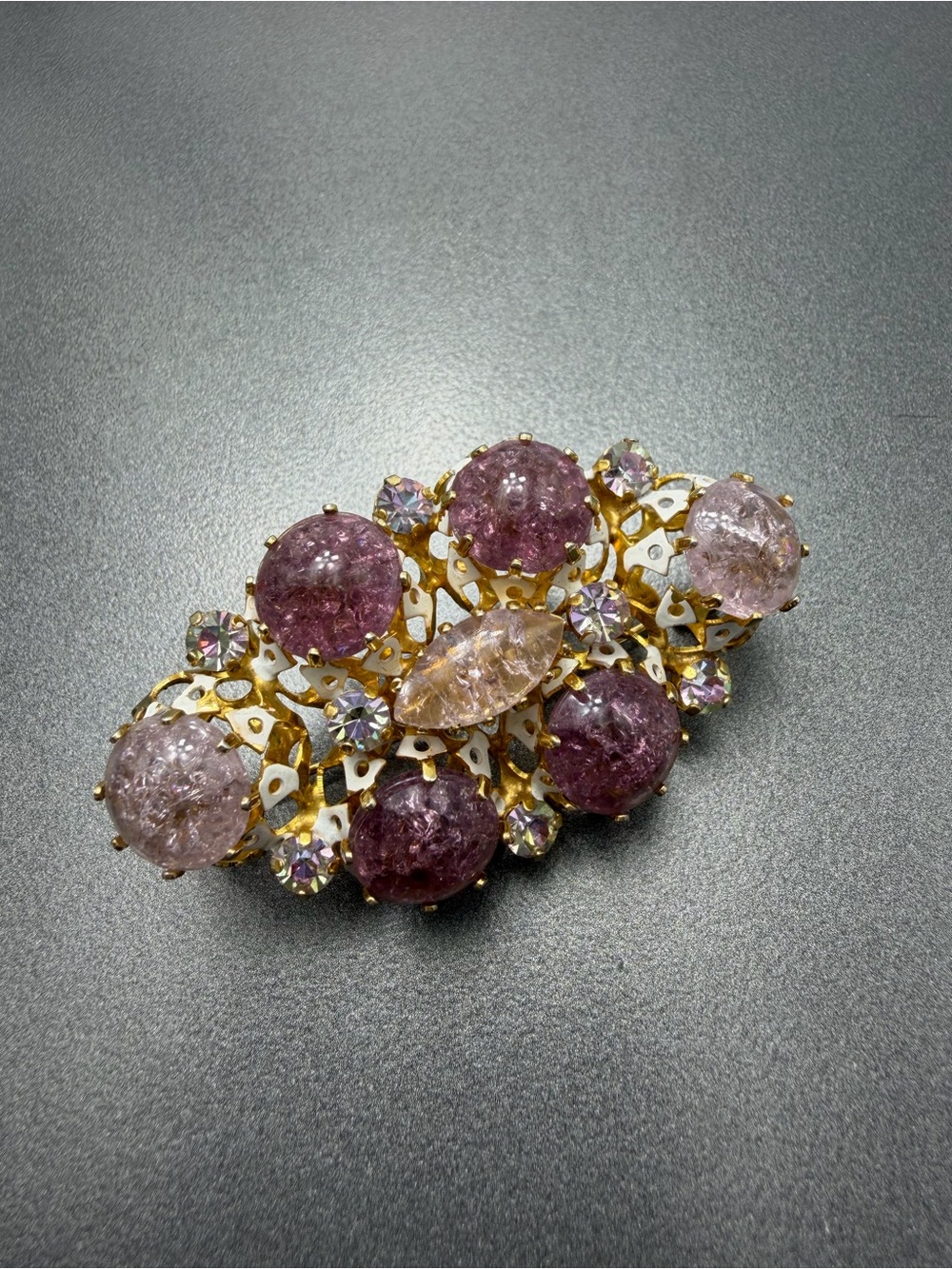 Vintage Austrian Art Glass Brooch #353ub